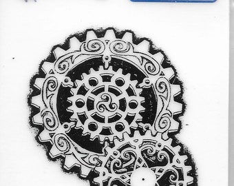 Deep Red Cling Stamps -- Steampunk Gears  -- NEW -- (#3168)