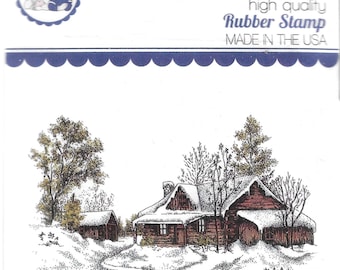 Whimsy Stamps -- Wintry Cabin  -- NEW  -- (#3479)