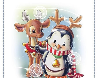 Whimsy Stamps -- Penguin and Reindeer Friend -- NEW -- (#2859)