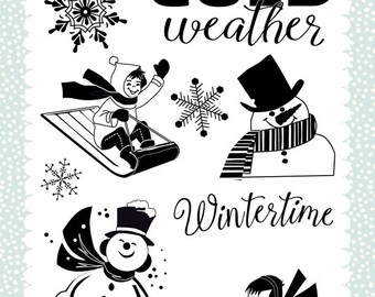Carta Bella Cling Stamps --  Wintertime  -- NEW -- (#3333)