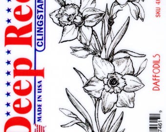Deep Red Cling Stamps --  Daffodils  -- NEW -- (#4460)