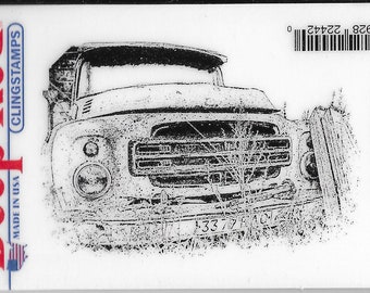 Deep Red Cling Stamps --     Rusty Truck    -- NEW -- (#3853)