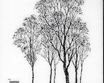 Deep Red Cling Stamps --   Winter Trees    -- NEW -- (#3813)