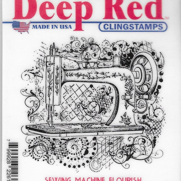 Deep Red Cling Stamps --  Sewing Machine Flourish   -- NEW -- (#3268)
