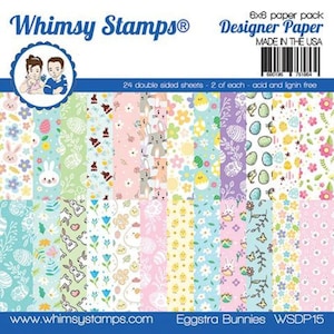 6 x 6 Paper Pad ~   Eggstra Bunnies   ~ Double sided NEW (#3984)