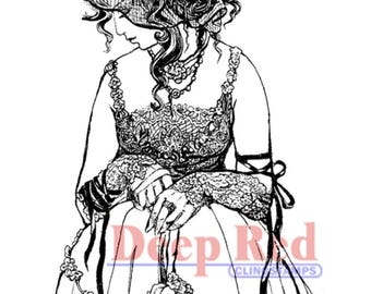 Deep Red Cling Stamps --    Lady In Lace  -- NEW -- (#4703)