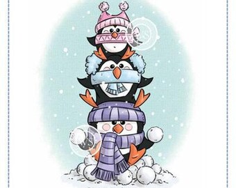 Whimsy Stamps --     Penguin Totem  -- NEW  -- (#3714)