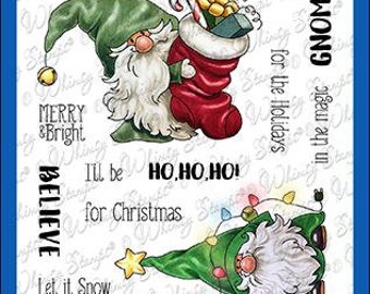 Whimsy Stamps --  Gnome for the Holidays     -- NEW  -- (#4098)