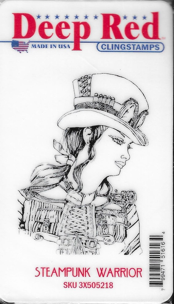 Deep Red Stamps Steampunk Warrior Rubber Cling Stamp