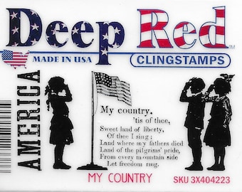 Deep Red Cling Stamps --  My Country  -- NEW -- (#3227)