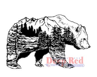 Deep Red Cling Stamps --   Wilderness Bear    -- NEW -    - (#4677)