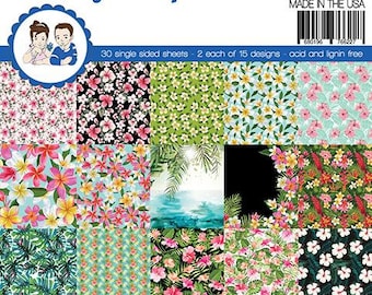 6 x 6 Paper Pad ~    Tropical Flowers    ~ Double sided NEW (#4310)