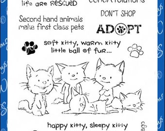 Whimsy Stamps --   Adopt Don't Shop CATS -- NEW  -- (#3136)