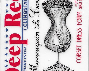 Deep Red Cling Stamps --   Corset Dress Form   -- NEW -- (#3394)