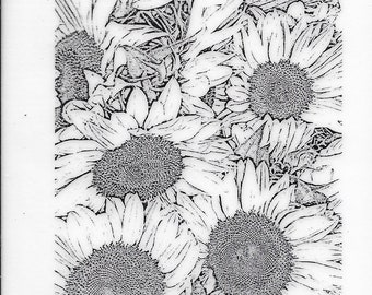 Deep Red Cling Stamps -- Sunflowers Background -- NEW -- (#3271)