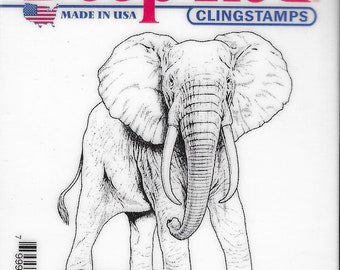 Deep Red Cling Stamps --  African Elephant   -- NEW -- (#3790)