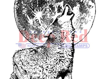 Deep Red Cling Stamps --  Howling Wolf  -- NEW -- (#4652)