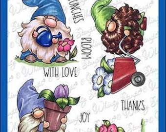 Whimsy Stamps --    Gnome Gardeners   -- NEW  -- (#4250)