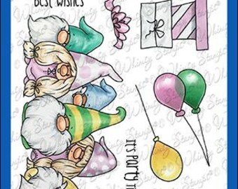 Whimsy Stamps --     Gnome Party Row  -- NEW  -- (#4253)