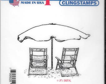 Deep Red Cling Stamps --  Beach Chairs  -- NEW -- (#2423)