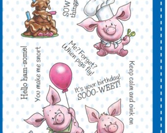 Whimsy Stamps --   Piggies Crushed It   -- NEW  -- (#4437)