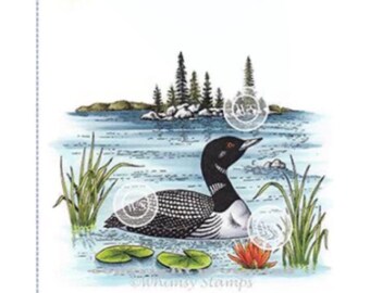 Whimsy Stamps -- Loon Scene  -- NEW -- (#4591)