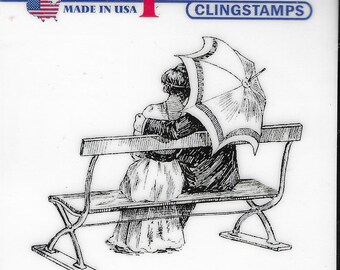 Deep Red Cling Stamps --    Love Bench  -- NEW -- (#3798)