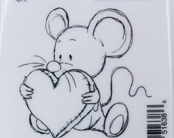 Deep Red Cling Stamps --   Big Hearted Mouse    -- NEW -- (#4482)