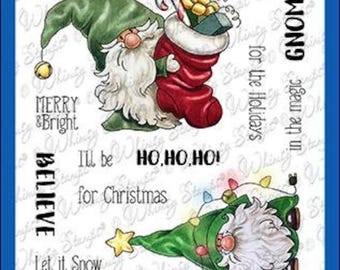 Whimsy Stamps --  Gnome for the Holidays     -- NEW  -- (#4098)