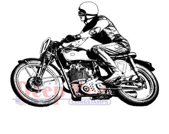 Deep Red Stamps --    Motorcycle Racer   -- NEW -- (#4696)