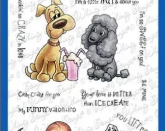 Whimsy Stamps --   Doggie Valentine Friends   -- NEW  -- (#4450)