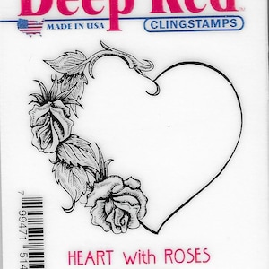 Deep Red Cling Stamps --  Heart with Roses   -- NEW -- (#3240)