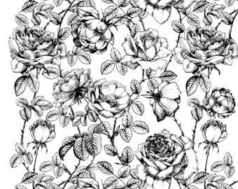 Deep Red Cling Stamps -- Roses Background -- NEW -- (#4458)