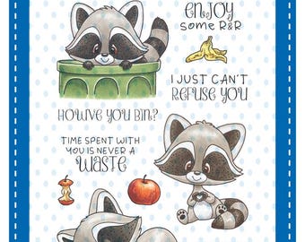 Whimsy Stamps --  Raccoon How’ve You Bin  -- NEW  -- (#4523)