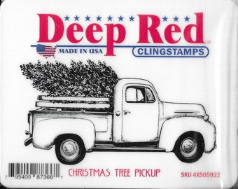 Deep Red Cling Stamps --  Christmas Tree Pickup  -- NEW -- (#3457)