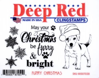 Deep Red Cling Stamps --   Furry Christmas  -- NEW -- (#4452)