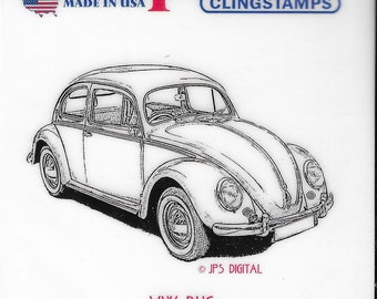 Deep Red Cling Stamps --  Vintage Car    -- NEW -- (#3824)