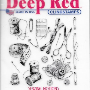 Deep Red Cling Stamps --   Sewing Notions    -- NEW -- (#3407)
