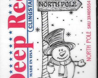 Deep Red Cling Stamps --   North Pole -- NEW -- (#2922)