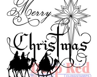 Deep Red Cling Stamps --   Wise Men Christmas    -- NEW -- (#4695)