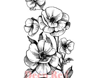 Deep Red Cling Stamps --    Poppies   -- NEW -- (#4830)