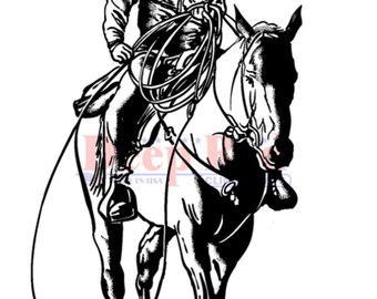 Deep Red Cling Stamps --   Western Cowboy   -- NEW -- (#4654)