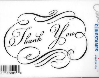 Deep Red Cling Stamps --  Fancy Thank You -- NEW -- (#2959)