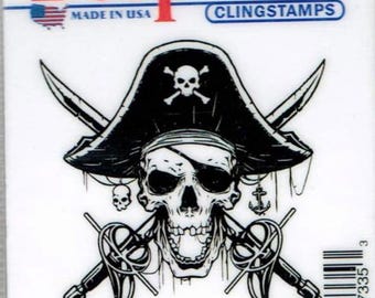 Deep Red Cling Stamps --       -- NEW -Beware of Pirates  - (#4468)