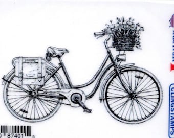 Deep Red Cling Stamps --      Floral Bicycle    -- NEW -- (#4464)