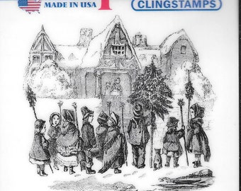 Deep Red Cling Stamps --  Christmas Carolers -- NEW -- (#2789)