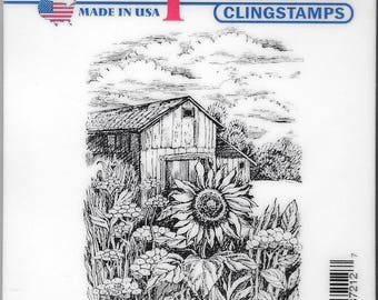 Deep Red Cling Stamps -- Harvest Sunflower  -- NEW -- (#2485)