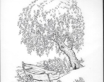 Deep Red Cling Stamps -- Weeping Willow  -- NEW -- (#2825)