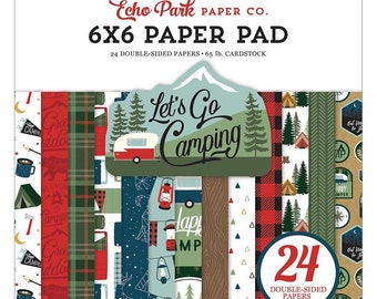 6 x 6 Paper Pad ~ Let's Go Camping ~ Double sided  NEW  (#4290)