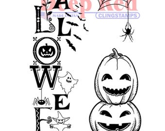 Deep Red Cling Stamps --  Halloween Pumpkins   -- NEW -- (#4673)